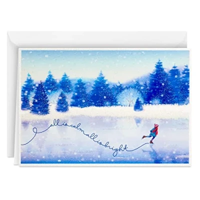 Imagen de Hallmark tarjetas navideñas en caja, patinaje sobre hielo (40 con sobres)