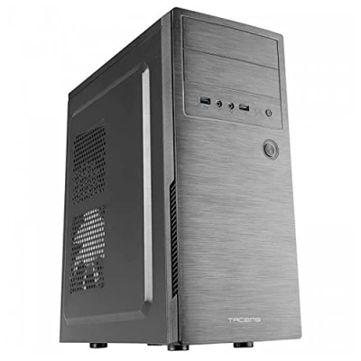 Imagen de Tacens 2INITIOX, Caja PC Semitorre ATX, Ventilador Lateral 12cm, Frontal Aluminio Pulido, Acero, Negro