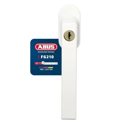 Imagen de Abus fg210 maniglia con blocco antifurto, serratura a spinta cilindro per finestre, chiave maestra, livello di sicurezza: 3, 59487, bianco
