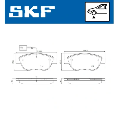 Imagen de SKF VKBP 80217 E Juego de pastillas freno con contacto avisador desgaste FIAT: Fiorino MPV
