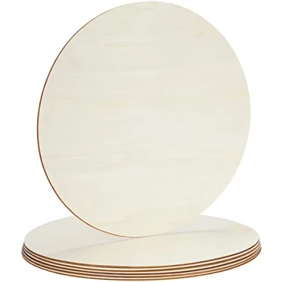 Imagen de Belle Vous Discos de Madera Sin Acabado (Pack 6) 35,5 cm — Círculos Contrachapado para Colgar en la Puerta Recortes Manualidades Pintar, Pirograbado, Decorar el Hogar, Bodas