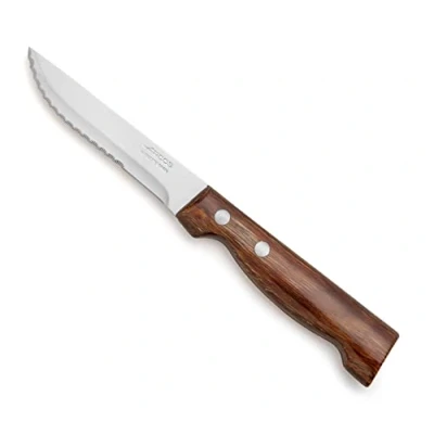 Imagen de Arcos Cuchillos Mesa Cuchillo carne Hoja Acero Inoxidable Nitrum 4&quot; Mango Pack Corta cualquier fácil y cómodamente Muy resistente erie Monoblock Color Marrón Madera.