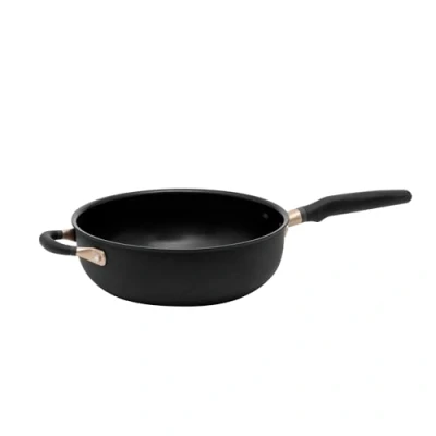 Imagen de Meyer Accent Sartén profunda antiadherente de 26 cm, apta para inducción, con asas ergonómicas resistentes al calor, lavavajillas, utensilios cocina anodizados duros duraderos, negro,