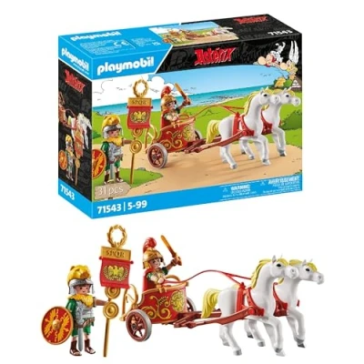 Imagen de PLAYMOBIL Asterix 71543 Cuadriga Romana, Viaje a través de la Tierra, Incluyendo Cascos, brazaletes y Capa Removibles, detallados Juguetes para niños Partir 5 años