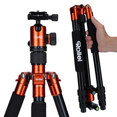 Imagen de Rollei C5I Naranja trípode fotográfico Ligero de Aluminio Viaje con Cabeza Bola y Bolsa para Utilizable como Macro, monópode Mini Arca Swiss