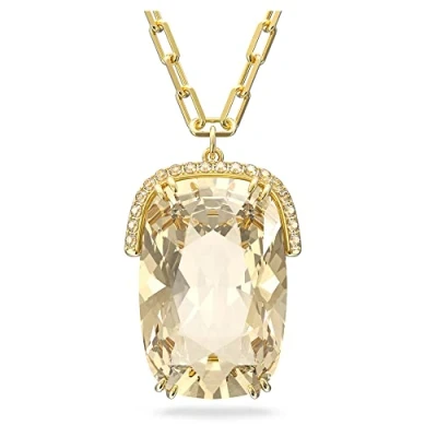 Imagen de Swarovski Colgante Harmonia para Mujer, con Cristal Color Topacio de Talla Cojín, en Baño Tono Oro, Colección