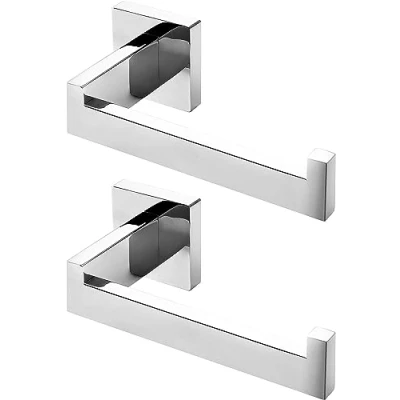 Imagen de HITSLAM Portarrollos Papel Higiénico Baño Acabado Pulido, 304 Acero Inoxidable, Porta Rollos para La Cocina y El Haño, Portarollos de Premium Montaje en Pared 2 Piezas (Cuadrado)