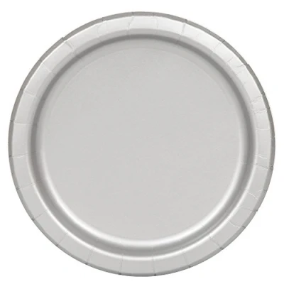 Imagen de Unique Party Platos de Papel 23 cm Plata Paquete 16 (33448)