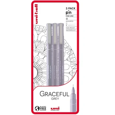 Imagen de uni ball Pin Fineliners, bolígrafos de punta fina gris, tinta resistente al agua y a la decoloración, ideal para arquitectos, bocetos, álbumes recortes, contornos, arte, dibujo técnico, calidad