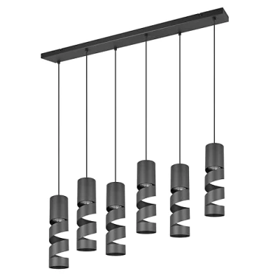 Imagen de Trio Lighting Stream lámpara colgante, negro Longitud 100 cm 6 luces metal GU10