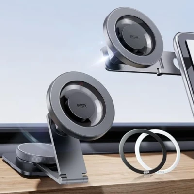 Imagen de ESR Soporte Magnético para Salpicadero, Compatible con MagSafe Coche, Pantalla Táctil Tesla, Coche iPhone 16/15/14, S25,Carga No Compatible, Gris Metálico