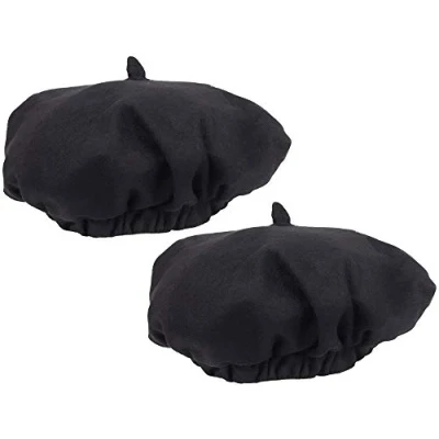 Imagen de com four® 2X Boina Negra para la Vida Cotidiana, Carnaval, Halloween y Fiestas temáticas Gran Accesorio de Moda o Disfraz