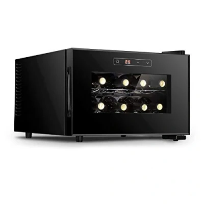 Imagen de LLZH Vinoteca Electrónico, Frigorifico de Vino Tinto y Blanco, Nevera Bar Pequeño 8 Botellas, Control Digital, Puerta Vidrio, Mini Refrigerador Mostrador,Horizontal