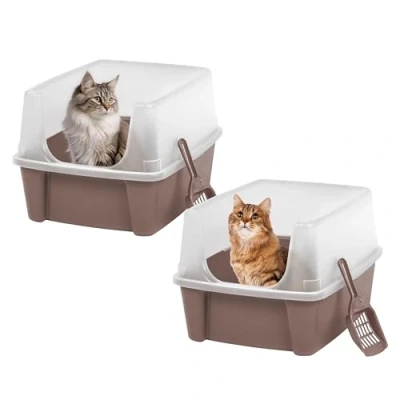Imagen de Iris Ohyama Arenero Gato Lote de 2, hasta 7kg, Topo, Caixa areia para Gatos, Caja, Gatos Grandes y pequeños, Cagadero, Caixa, WC, Fácil Limpieza, Libre BPA, Cat Litter Box, CLH 12