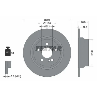Imagen de TEXTAR PRO+ 92115405 Disco de freno 300 10 05/06 112 macizo revestido altamente carbonizado sin perno sujeción rueda, buje rueda