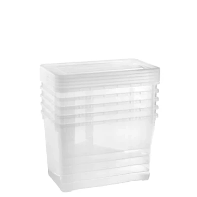 Imagen de Grizzly cajas de almacenaje 5 x 10 L pequeña alta con tapa transparente transparentes apilables ventilación