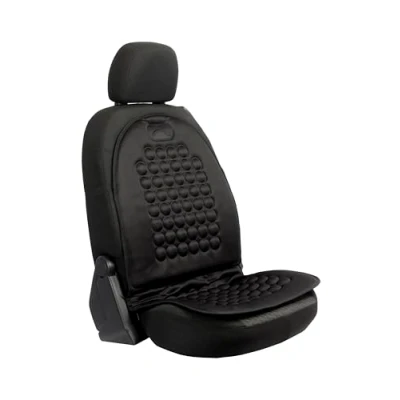 Imagen de +PWR Car Parts Funda Respaldo de Asiento Ergonómico Negro Universal. Fácil y Cómodo. para Conductores Habituales.