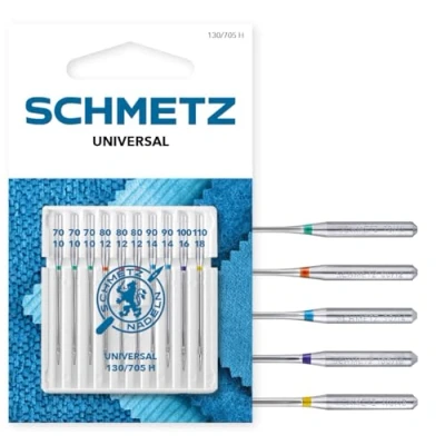 Imagen de SCHMETZ Agujas para máquinas de coser 10 Universales 130/705 H Grosor aguja 70/10 (3x), 80/12(3x), 90/14(2x), 100/16(1x) y 110/18(1x)