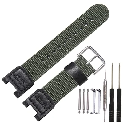 Imagen de MCXGL Correa de tela y cuero repuesto para Casio PAS 400B GW 200 3000B 3500B SGW 100 Twin Sensor Accesorios reloj deportivo hombre Banda nylon