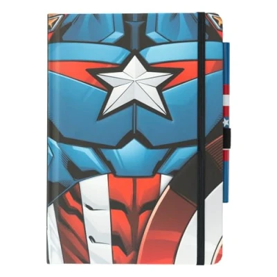 Imagen de Grupo Erik Cuaderno Marvel Capitán América con Boligrafo A5 Libreta hojas blancas/Cuaderno de notas Bloc A5, merchandising