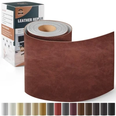 Imagen de Kit de Reparación Cuero para Muebles, Parche Autoadhesivo 10x160 cm Adhesivo Tapizar Asientos Automóviles, Sofás, Sofás Sillas Nuevo Marrón rojizo