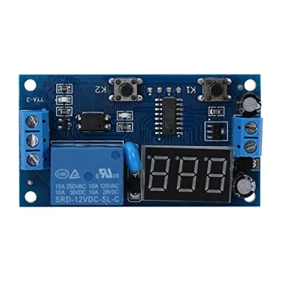 Imagen de Akozon temporizador Ciclico 12v, módulo de relé Interruptor retardo ciclo 12 V CC Tablero ajustable Bucle infinito con pantalla LED