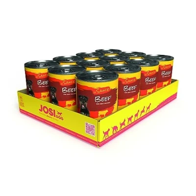 Imagen de JosiDog Beef in Sauce (12 x 415 g) Adult Comida húmeda Premium para Perros Adultos con Ternera en Salsa Vitamina D3 y E Powered by Josera alimento Completo