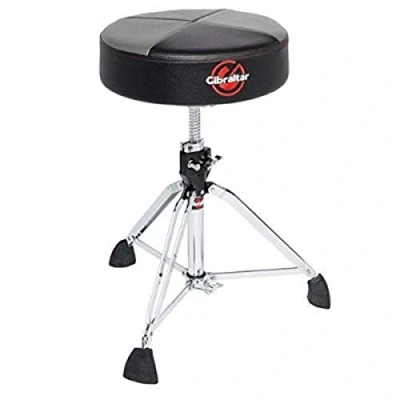 Imagen de Taburete para tambor Gibraltar, Serie 9000 Quad Round Top, 9608RQPGB (Diámetro: 35cm, Asiento de vinilo, Super Lock, Posición trípode, Pies goma &#039;Super Foot&#039;), Negro/Gris
