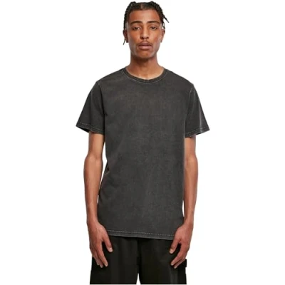 Imagen de Build Your Brand BY190 Acid Washed Round Neck tee T Shirt, Black, L Men&#039;s