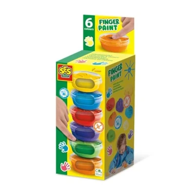 Imagen de SES Creative 00398 Pintura para dedos 6 colores x 45 ml, varios