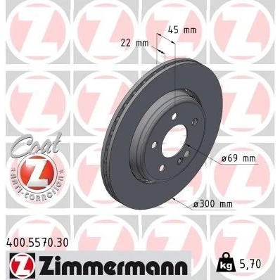 Imagen de ZIMMERMANN 400.5570.30 disco de freno 300 22 6/5 5 112 ventilado, dos piezas revestido altamente carbonizado