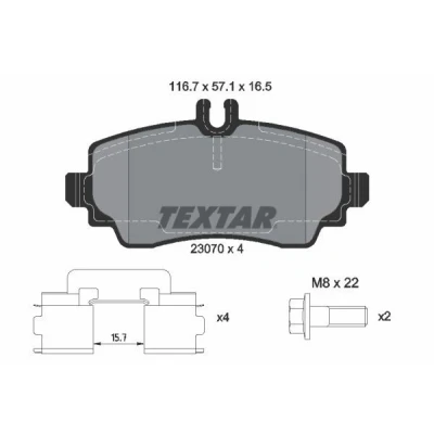Imagen de TEXTAR 2307003 Juego de pastillas freno preparado para indicador desgaste con tornillos pinza accesorios MERCEDES BENZ: Clase A
