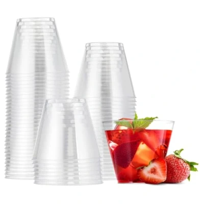 Imagen de MATANA 30 Vasos de Plástico Duro Transparente para Cócteles, Champán, Vino y Postres (255ml / 9oz) Bodas, Cumpleaños, Navidad, Fiestas Resistentes Reutilizables