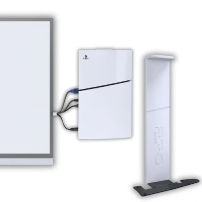 Imagen de PAXO Elegante Soporte de pared Ps5 SLIM para Disc &amp; Digital Version salida cable izquierda Playstation 5, accesorios PS5, color blanco, White, Rechts v. der