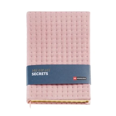 Imagen de Miquelrius Cuaderno A5 (148 x 210 mm), Interior blanco punteado, 80 Hojas de 100 g/m², Cubierta cartón forrado con tela efecto terciopelo, Corte tintado cobre, Colección Midnight Secrets, Rosa