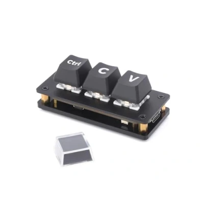 Imagen de RP2040 Placa de desarrollo 3 teclas Ctrl C/V para programador, chip microcontrolador RP2040, función botón programable, puertos doble tipo C, Plug and Play, sin controladores
