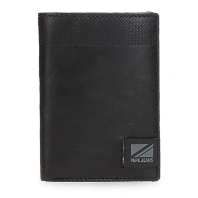 Imagen de Pepe Jeans Topper Cartera Vertical con Monedero Negro 8,5x11,5x1 cms Piel