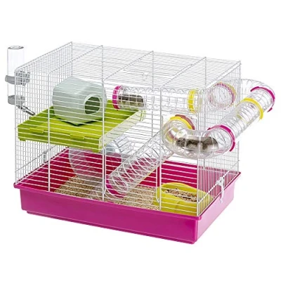 Imagen de Ferplast Laura Jaula para hámster Hábitat Interactivo multinivel con Sistema de túnel, Accesorios incluidos, Base Transparente, 46 x 29,5 37,5 cm, Color Blanco