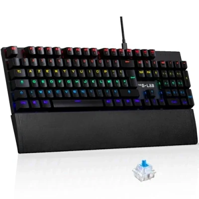 Imagen de The G Lab Keyz Carbon Ex Teclado mecánico Azerty Switch Azul Gaming Retroiluminación LED RGB, Anti ghosting Total, 12 Teclas Multimedia, PC/PS5/Xbox New (Keyz Ex)