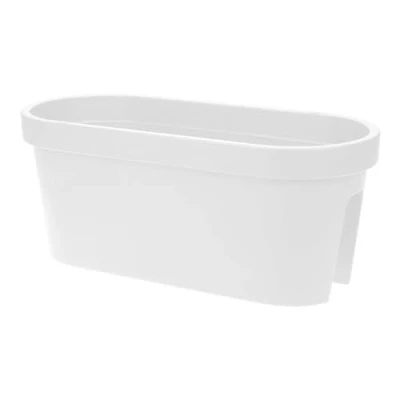 Imagen de Balcón barandilla ovalada 60 cm Color blanco Maceta de plástico para colgar Jardín Macetero Plantador Flores Cuenco