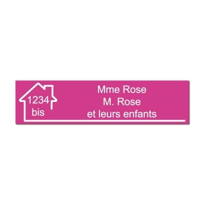 Imagen de Mygoodprice Placa para buzón, grabado de nombre y número, autoadhesiva personalizable, 10 x 2,5 cm, rosa