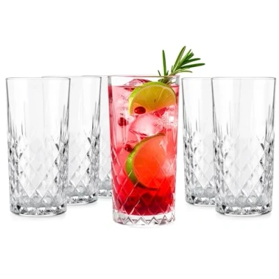 Imagen de Glasmark Krosno Juego De Vasos Grandes Cóctel 6X300Ml Transparentes Para Zumo Y Refrescos Con Efecto Cristal