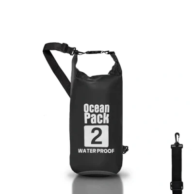 Imagen de Cable Technologies Dry Bag, Bolsa Mochila Impermeable Waterproof, Cierre de Rollo y Bandolera, Funda para Mar Barco Pesca Rafting Playa Deportes Acuáticos, Negro, (2 L)