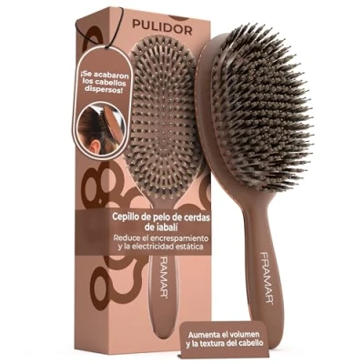 Imagen de FRAMAR cepillo de pelo cerdas jabalí suaves para mujeres, cabello fino, mujer,