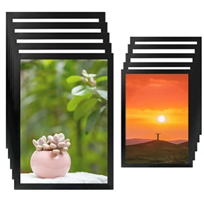 Imagen de CENBEN 10 Marco Magnético Autoadhesivo,5 Pcs A3 &amp; 5 A4 Información Autoadhesivo Negro,Pantalla Impermeable, Fundas para Letreros,Licencia,Fotos,Documento,Paredes y Ventanas,Cierre