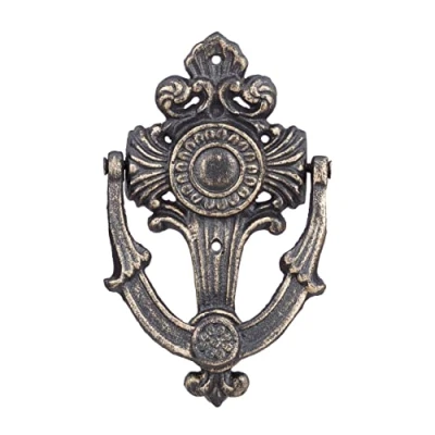 Imagen de Relaxdays 0 Llamador Puerta, Aldaba Vintage, Antiguo, Clásico, Anillo Metal, Hierro Forjado, 1 Ud, 18 x 10 4 cm, Bronce, Fundido