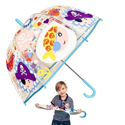 Imagen de Kid Licensing Paraguas Transparente Campana 19&#039;&#039; Manual Pirates, Juventud Unisex, Multicolor, Talla Única