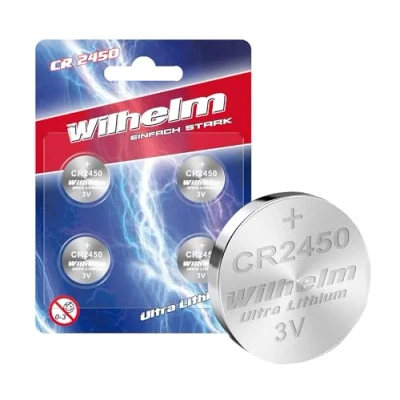Imagen de Wilhelm CR2450 DL 2450 Pilas de botón Litio (4 Unidades, 3 V, 600 mAh, diámetro 24,5 x 5,0 mm)