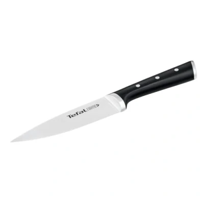 Imagen de Tefal Ice Force cuchillo Chef 15 cm de una sola pieza para carne o verduras, acero inoxidable alemán, mango remachado, resistencia a la corrosión y al lavavajillas negro