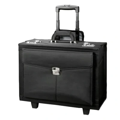 Imagen de Alassio Trolley Pilotenkoffer Rocca II, Businesskoffer aus Mikrofaser, Handgepäck Aktentrolley mit 2 Rollen Equipaje de Mano, 46 cm, 90 Liters, Negro (Schwarz)